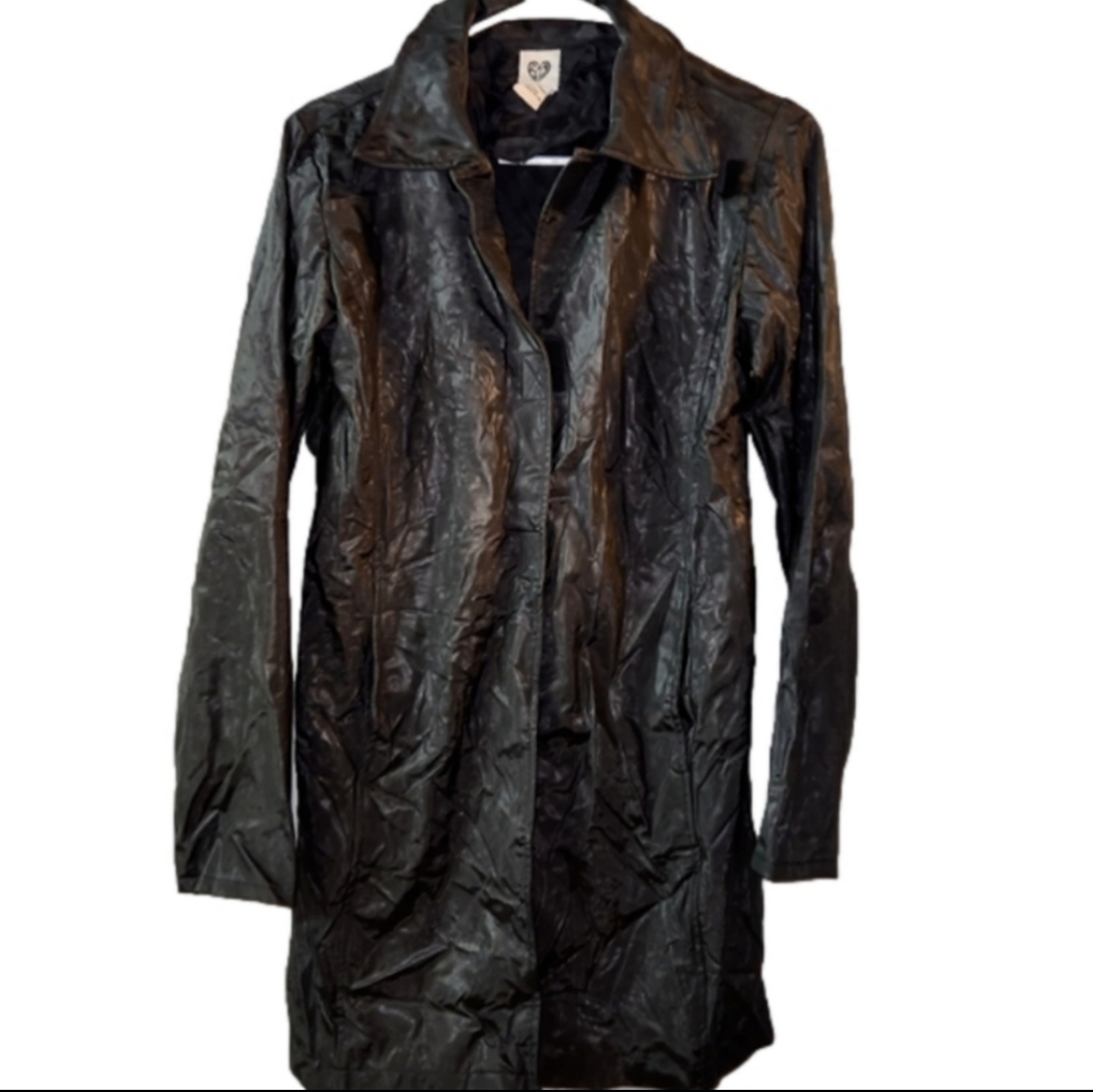579 Black Long Trench Coat